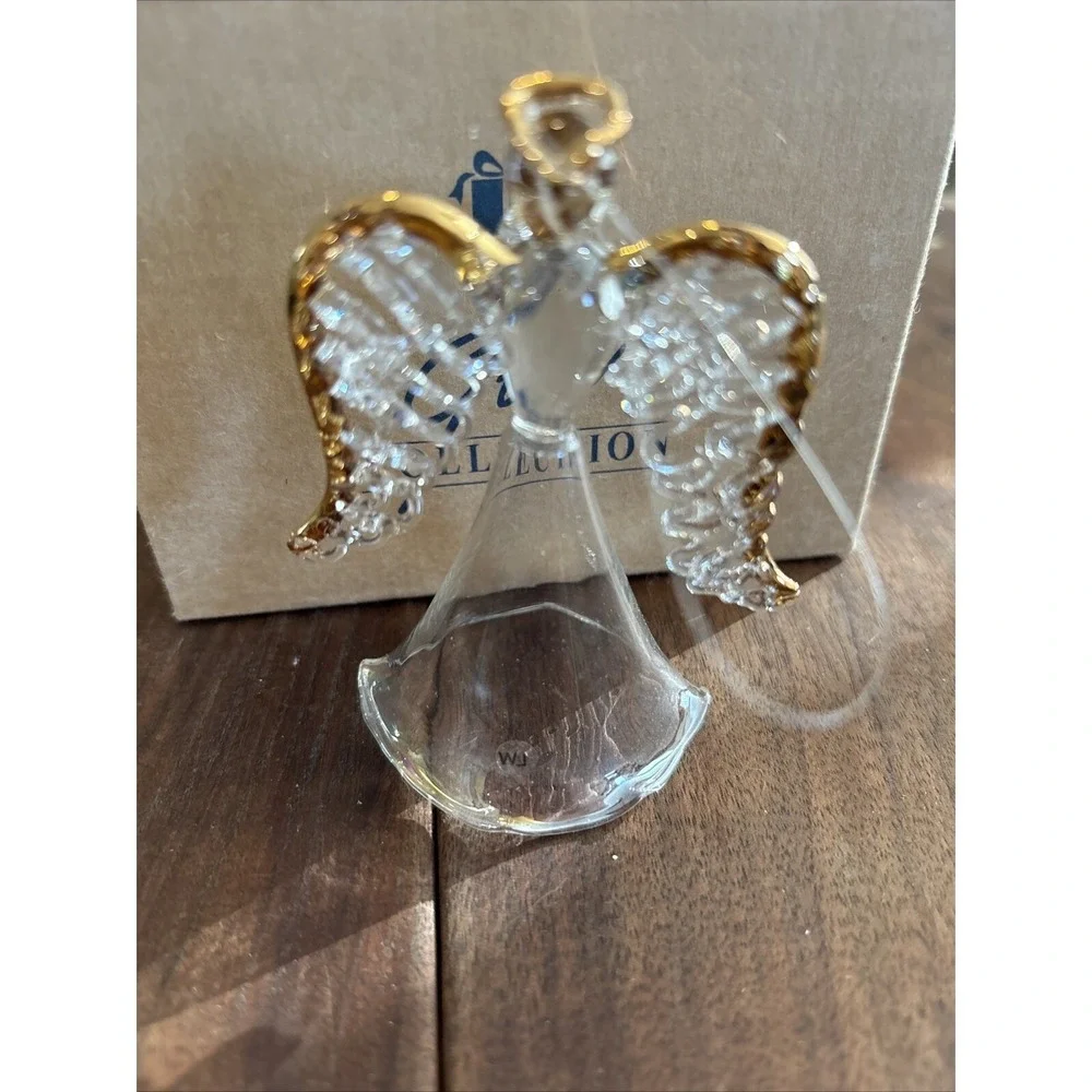 Vintage Avon BLOWN GLASS Figural Angel GOLD Trim Christmas Ornament New